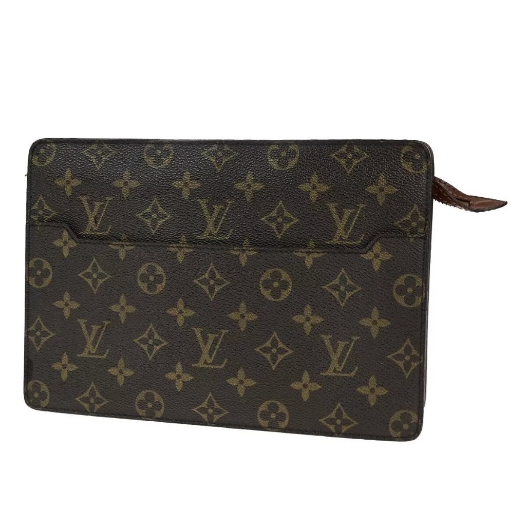 Louis Vuitton Lv Pochette Homme Clutch Bag Monogram Leather Brown